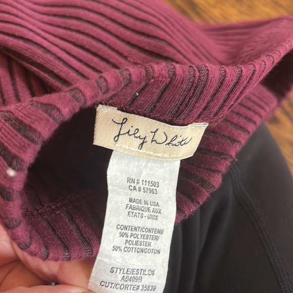 Lily White Wine Ribbed Elastic Waist Stretch Knit Pull on Midi Skirt - Picture 7 of 7